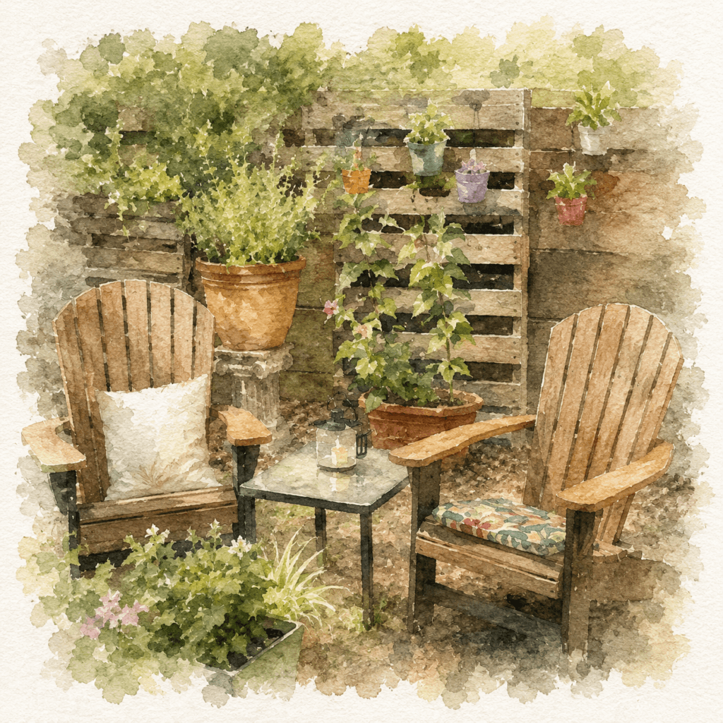 Conversation spot at home. Inviting someone to come and sit and talk.